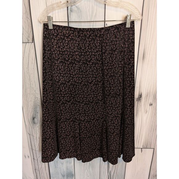 VTG Notations A-Line Mid Length Skirt Black Pink Glitter Glam Size Large - Picture 1 of 4